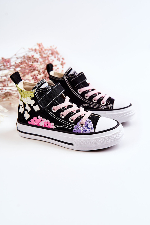 High-top Children's Fabric Sneakers Print Black Dorry