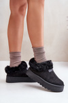 Women's Fur-Trimmed Snow Boots Black Rainsa