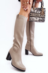 Women's gray knee-high boots with a stiletto heel Nelamessa