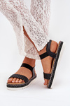 Women's Sandals With Braiding On Decorated Platform Black Velara