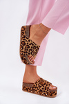 Women's Sandals On Massive Platform Eco Suede Leopard Brown Vinnibe