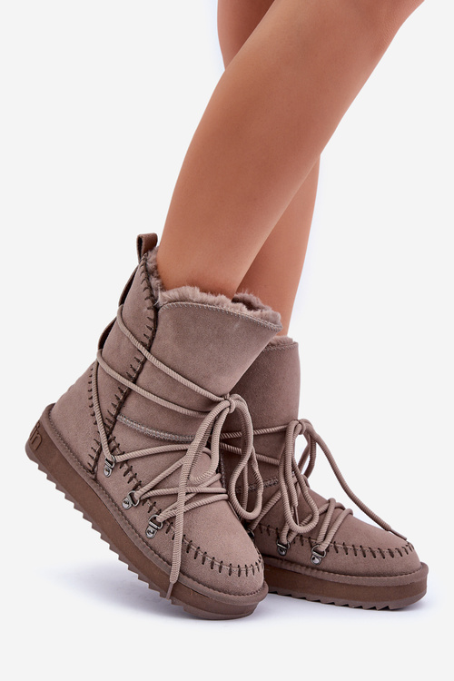 Women's Snow Boots Made Of Natural Suede D.Franklin DFSH375004 Taupe