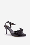 Eco Leather Heels With Bow Black Volamia