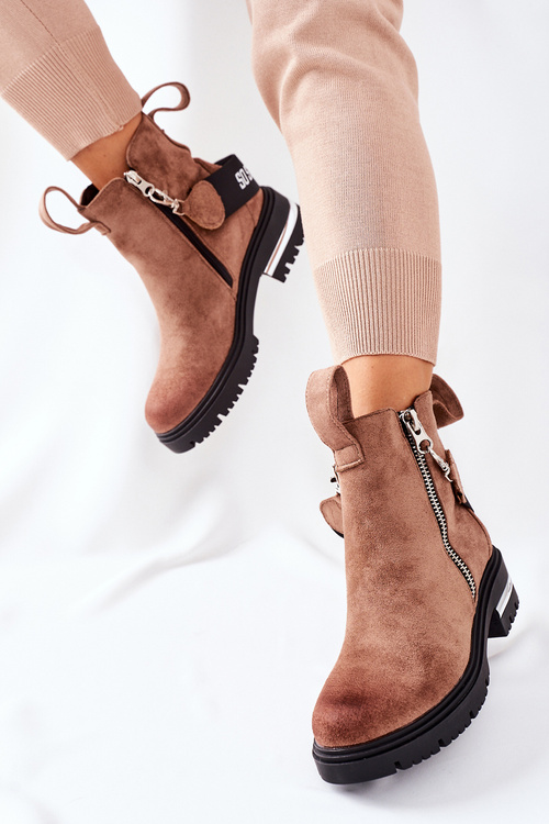 Ocieplane Botki Z Suwakiem Brązowe Cortona