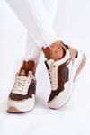 Women's Leather Sport Shoes On A Wedge White-Brown Catrine