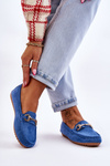 Classic Suede Loafers With Embellishments Modre Arla
