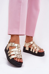 Ladies Platform Sandals With Buckles Gold Atarafas