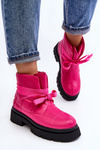 Women's Boots with Quilting and Lacing Pink Bizzanti