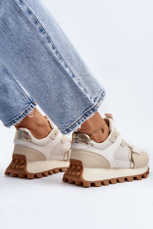 Buty Sportowe Sneakersy Damskie Beżowe Ralita C2145