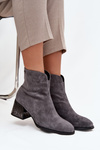 Women's boots from natural suede with heel lined Vinceza 66806 Gray