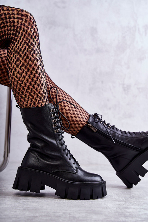 Leather warm boots GOE KK2N4013 Black