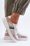 Buty Sportowe Skóra Biało-Różowe S.Barski LR110