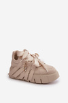 Women's Leather Sneakers With Decorations CheBello 4292 Beige