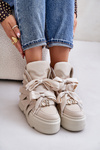Leather Women's Sneakers On Massive Platform Beige CheBello 4561