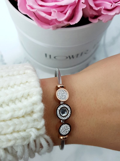 Women's Bracelet On Steel Cable With Zircons Isabella