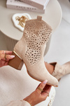 Beige Sevana Zip-Up Cutout Boots in Faux Suede