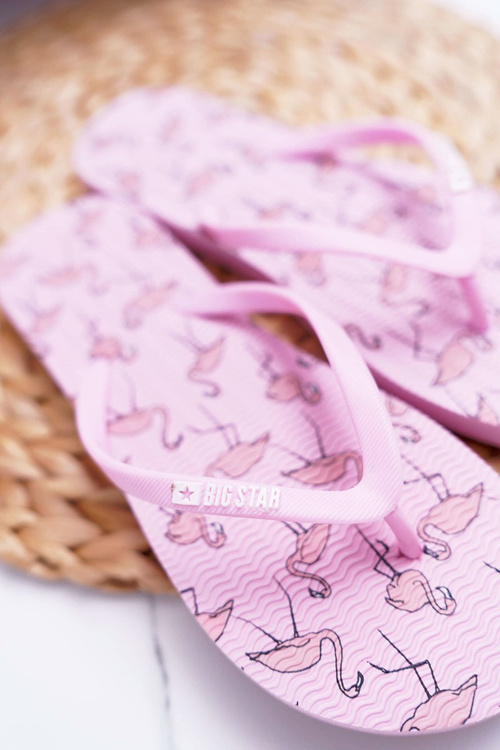 Women's Flip Flops Big Star Pink Flamingos AA274A176