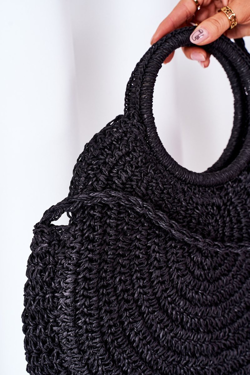 Braided Round Bag BRUNO ROSSI Black