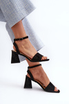 Women Heeled Sandals Made Of Eco Suede Black Vinceza 17328