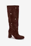 Women's Winter Heeled Boots with Decorative Details Chocolate Lucinda