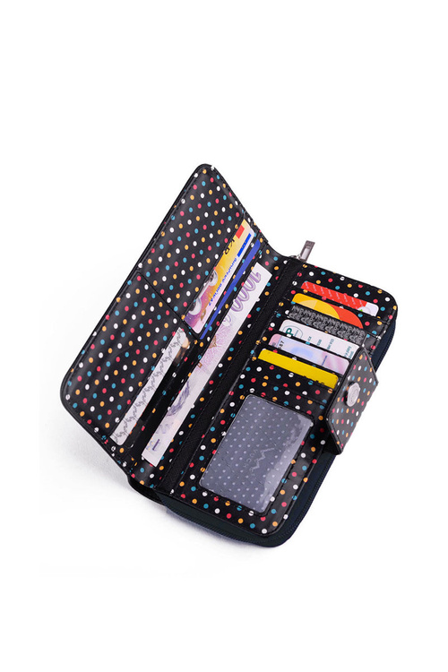 Large Women's Zip Wallet Dots Navy Huntress