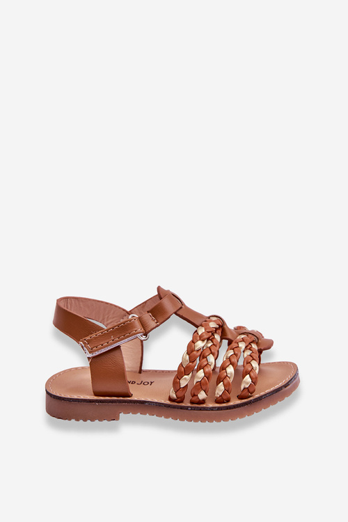 Children's Velcro Sandals With Stripes Brown Sammy