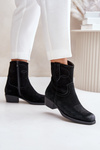 Women's Suede Cowboy Ankle Boots With Low Heel Insulated Sergio Leone BT284-S Black
