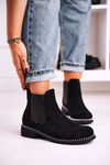 Women's Chelsea Boots With Studs Suede Black Meagan