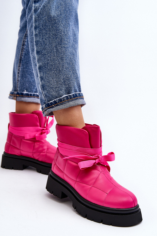 Women's Boots with Quilting and Lacing Pink Bizzanti