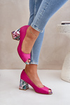 Leather pumps with decorative heel Fuchsia Lewski Shoes 2608/K