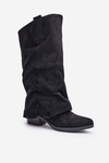 Women's Low Heeled Boots With Turned Shaft Black Stinova