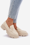 Ladies Moccasins Made Of Eco Leather Light Beige Sendall