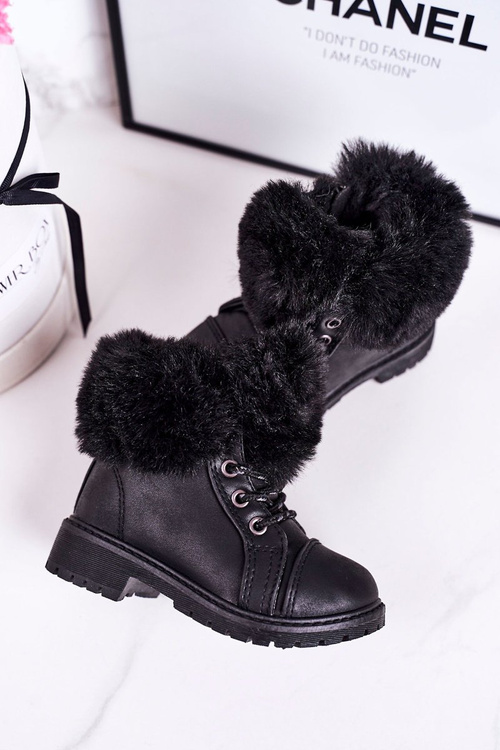 Children's Insulated Boots With Fur Black Nella