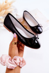 Lacquered children's ballerinas with a bow Black Cassie