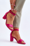 Sandały Damskie Obcas Słupek Fuksja Lexi