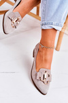 Women's Suede Moccasins Ballerinas Beige Mary-Jane