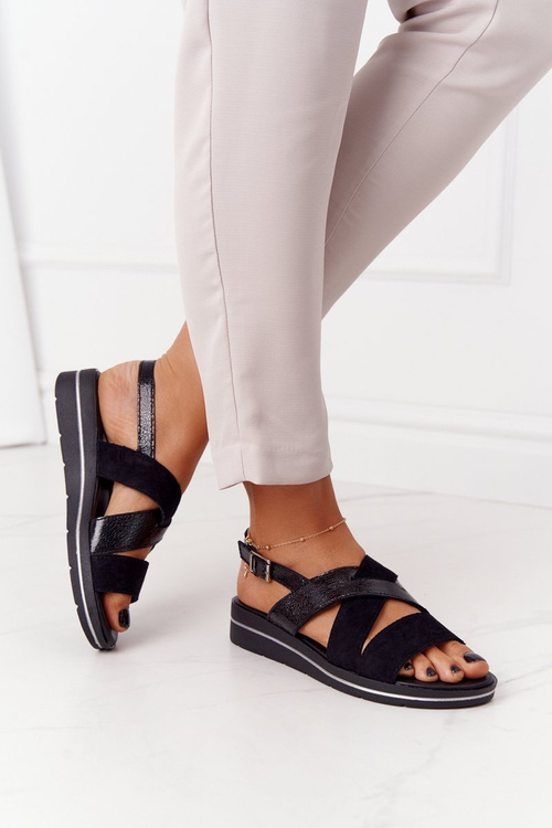 Suede Sandals Sergio Leone SK039 Black-Silver
