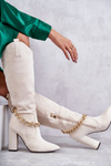 Women's Suede Warm Boots With A Chain Light Beige Jasmin