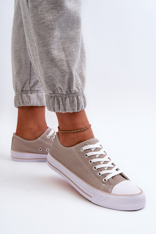 Women's Fabric Classic Low-Top Sneakers Dark Beige Lennabella