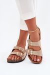 Women's Slip-On Sandals On Cork Sole Gold Cortina