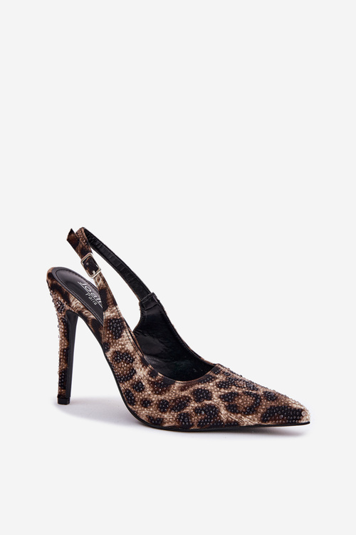 Embellished High Heels Leopard Beige-Black Kemonia
