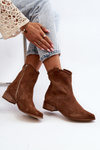 Suede Cowboy Ankle Boots With Low Heel Zazoo 3329 Brown