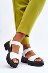 Women's Leather Flat Sandals White Dean