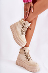 Fashionable Women's Boots On The Platform Beige Magnific