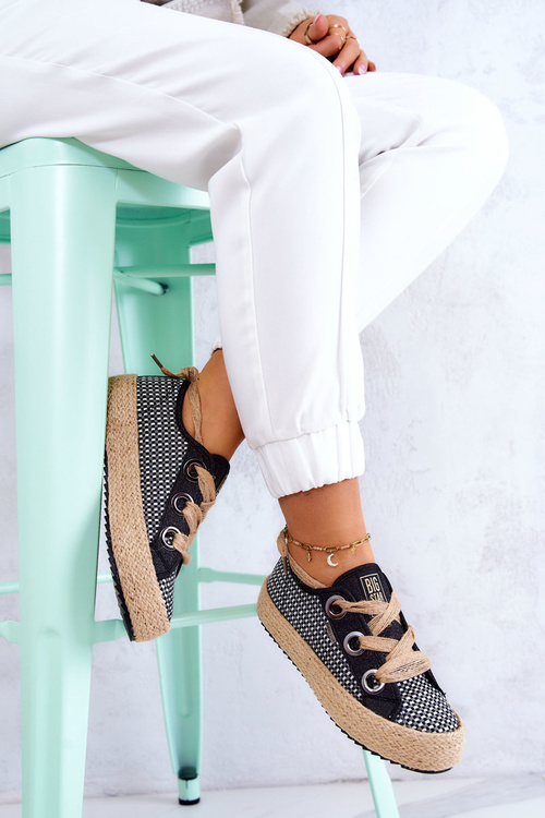 Tenisówki Damskie Modne Plecione Czarne Big Star JJ274393