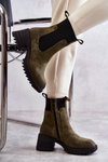 Women's Warm Boots On Heel Green Abella
