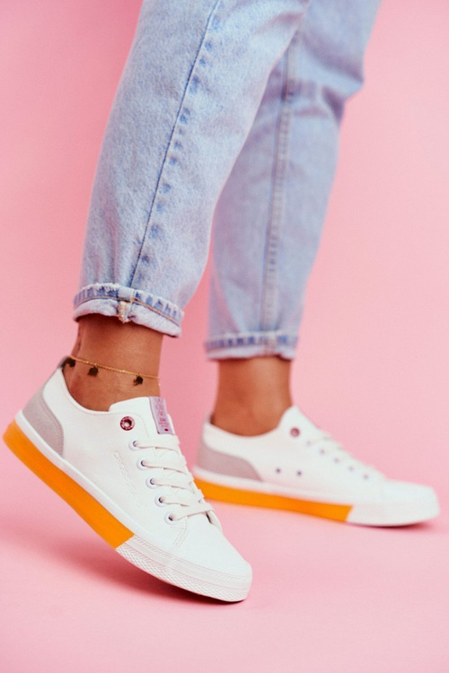 Women's Sneakers Cross Jeans White Orange FF2R4043C