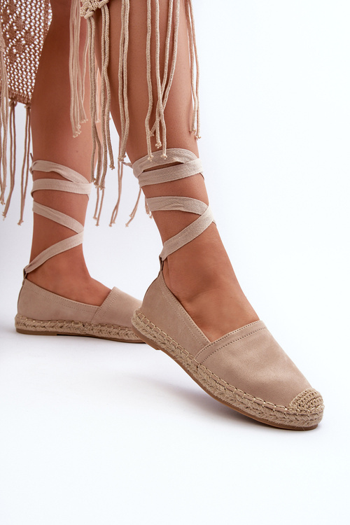 Tied Suede Espadrilles Beige Ismanne