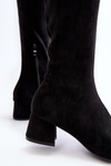 Women's Knee-High Boots On Low Heel Black Maidna