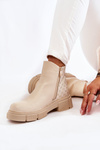 Women's Leather Boots With A Decorative Zipper Light Beige Lorra